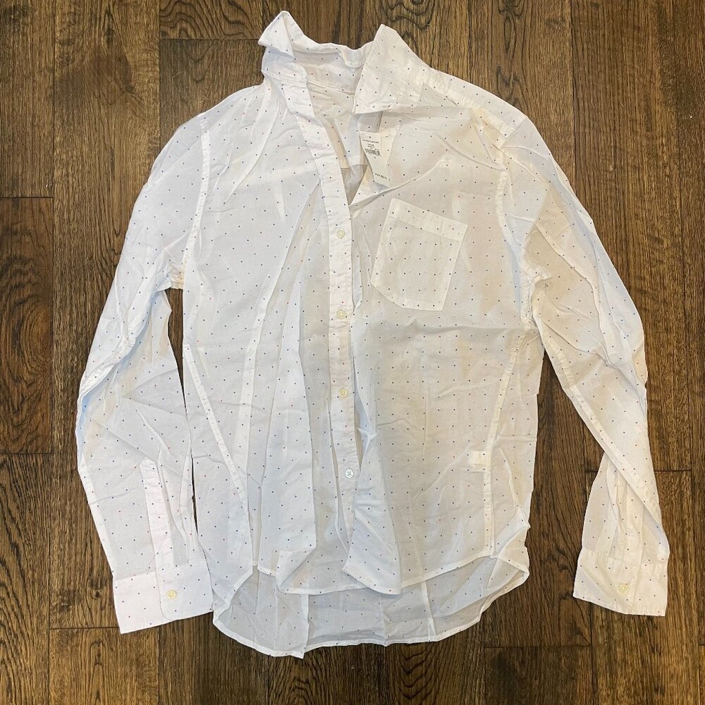 GAP White Star Print Button Down Shirt Medium NWT Cotton Long Sleeve